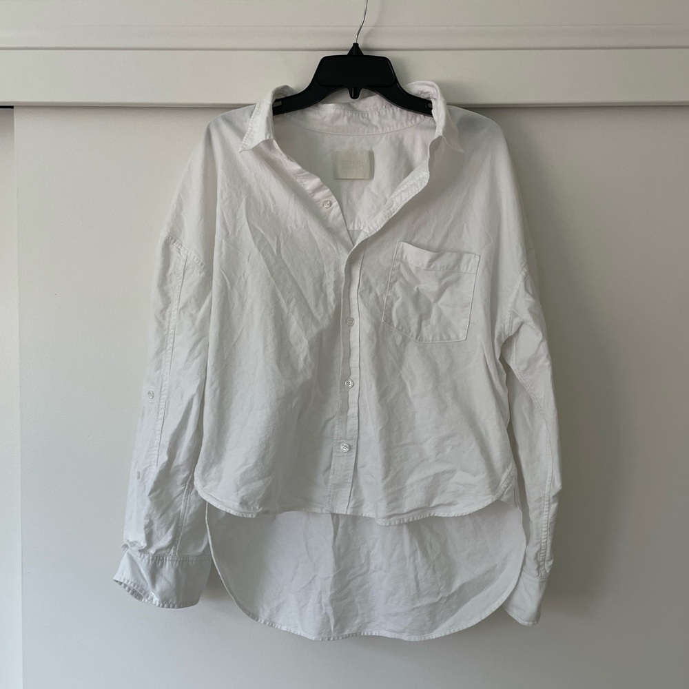 Citizens of Humanity White Cotton Oversized Collared Button Up Down Shirt sz S